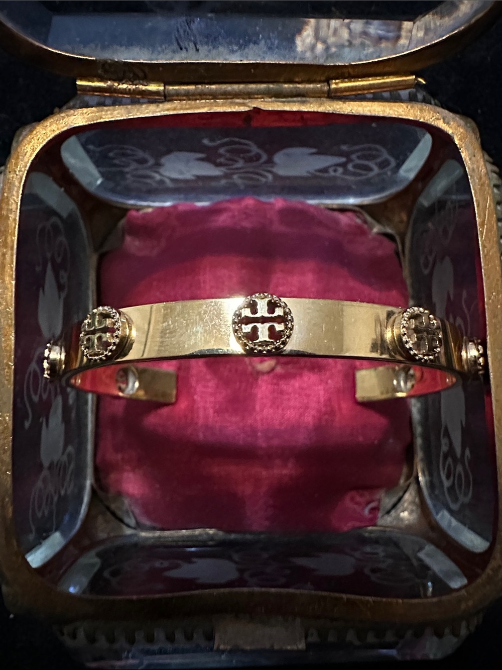 TORY BURCH Gold-Tone Logo Medallion Cuff Bracelet